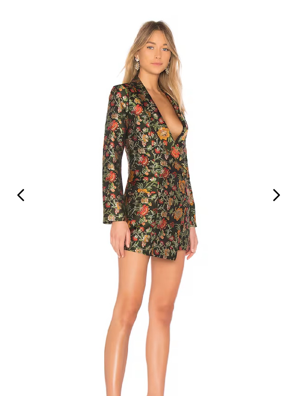 LOVERS + FRIENDS Ally Floral Brocade blazer Mini Dress - Black/Gold Floral XS - Picture 2 of 10
